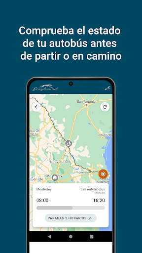Captura de pantalla de Greyhound: boletos de autobús