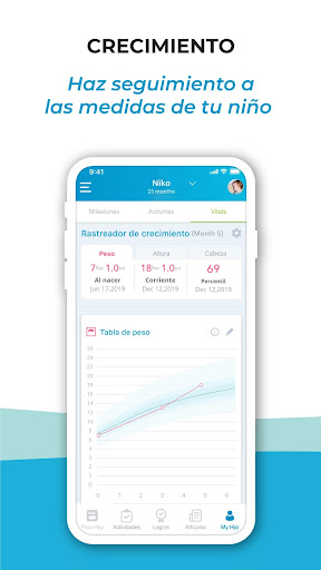 Captura de pantalla de BabySparks - Actividades y Log