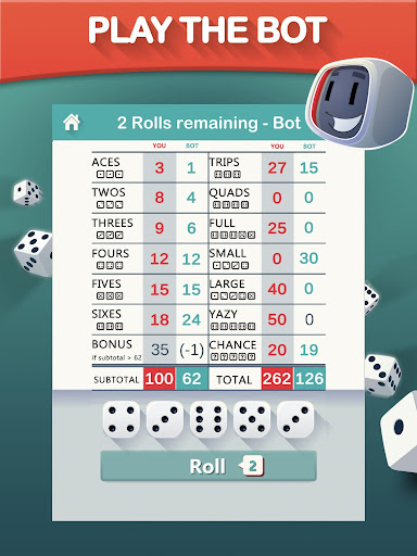 Yazy the yatzy dice game Screenshot