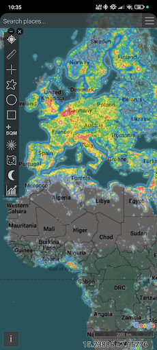 Light pollution map screenshot