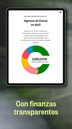 Captura de pantalla de Ecosia: Busca, planta árboles.