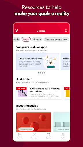 Captura de pantalla de Vanguard: Save, Invest, Retire
