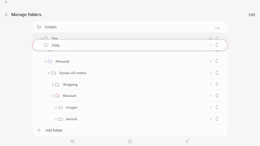 Captura de pantalla de Samsung Notes