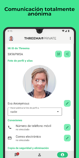 Captura de pantalla de Threema. Mensajero seguro