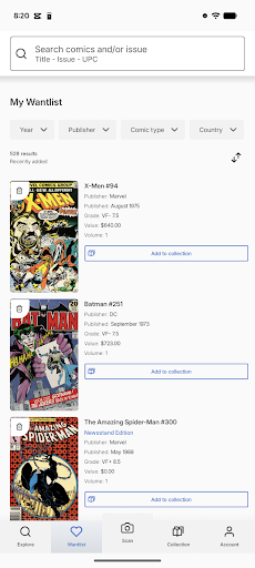 Comics Price Guide Screenshot