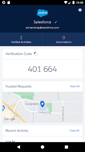 Captura de pantalla de Salesforce Authenticator