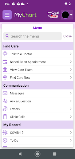 Captura de pantalla de Trinity Health MyChart
