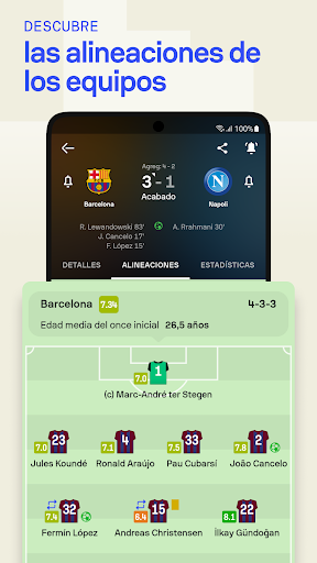 Captura de pantalla de Sofascore: Deportes en directo