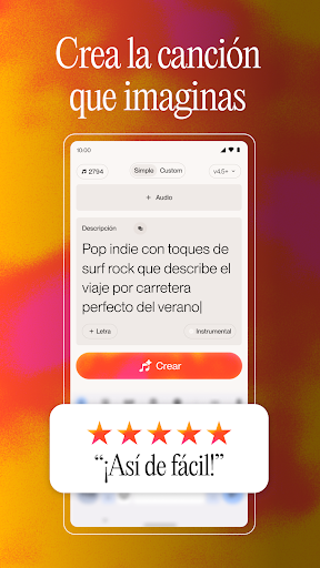 Captura de pantalla de Suno - Música con IA
