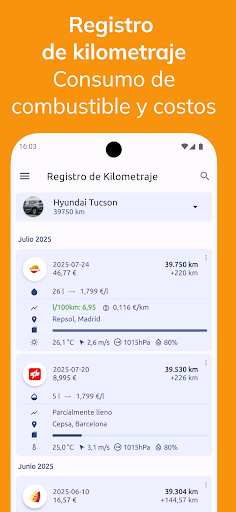 Captura de pantalla de Fuelio:Precios del combustible