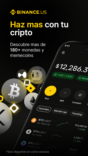 Captura de pantalla de Binance.US: Compra cripto