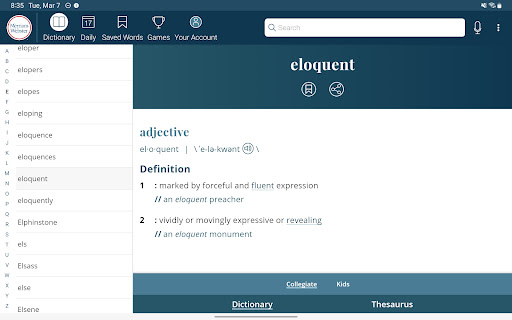 Captura de pantalla de Dictionary - Merriam-Webster