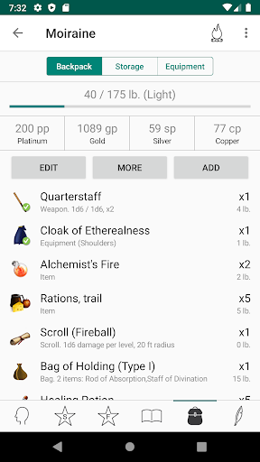 Captura de pantalla de RPG Scribe Pathfinder & 3.5e