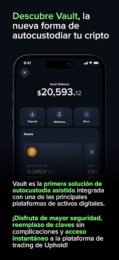 Captura de pantalla de Uphold: Compra BTC, ETH, XRP