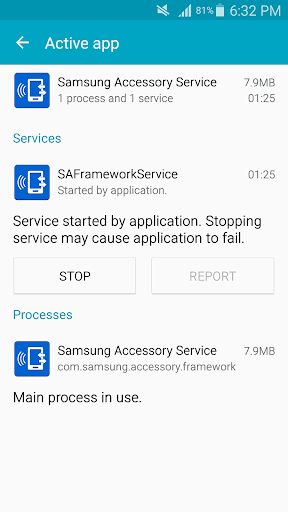 Captura de pantalla de Samsung Accessory Service