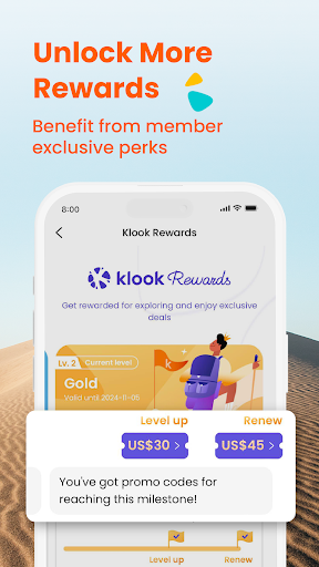 Captura de pantalla de Klook: ofertas de viaje y ocio