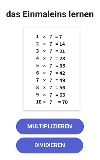 Einmaleins Mathe - Trainer 1x1 Screenshot