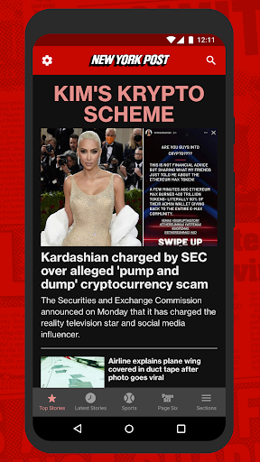 Captura de pantalla de New York Post for Phone