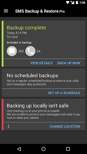 Captura de pantalla de SMS Backup & Restore Pro