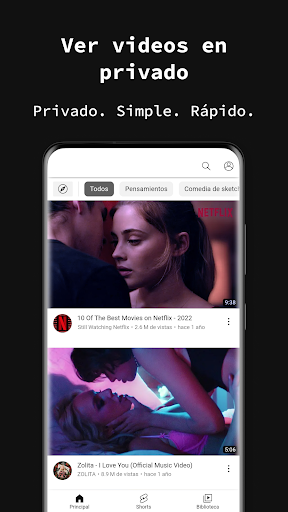 Captura de pantalla de aplicación navegador privado