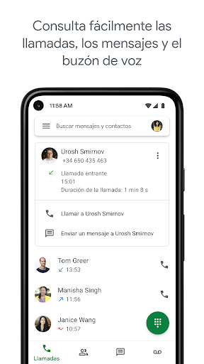 Captura de pantalla de Google Voice