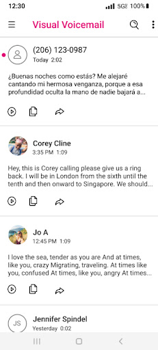 Captura de pantalla de Visual Voicemail