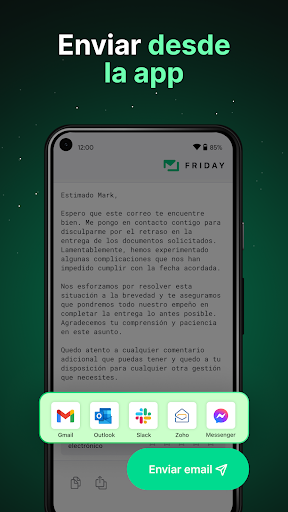 Captura de pantalla de Friday: Asistente de email IA