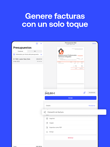 Captura de pantalla de Invoice2go: facturación fácil