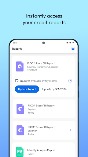 Captura de pantalla de myFICO - Credit Score Tracking