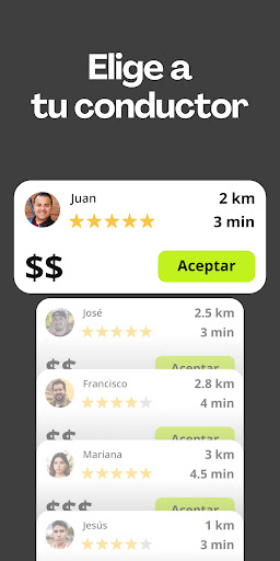 Captura de pantalla de inDrive. Viajes alternativos