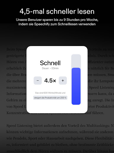 Speechify: KI-Vorlese-App Screenshot