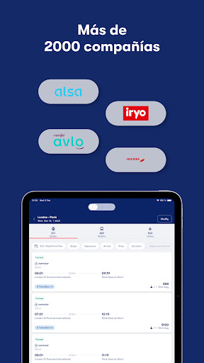 Captura de pantalla de Omio: Reserva tren, bus, vuelo