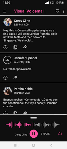 Captura de pantalla de Visual Voicemail