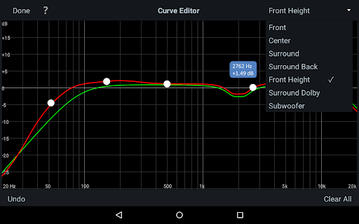 Captura de pantalla de Audyssey MultEQ Editor app
