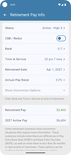 Military Retirement screenshot