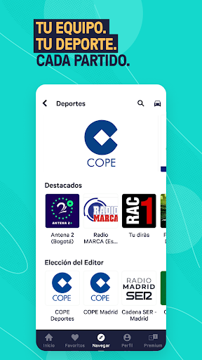 Captura de pantalla de TuneIn Radio: música, fm radio