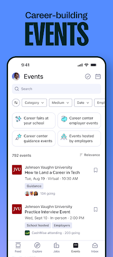 Captura de pantalla de Handshake Jobs & New Careers