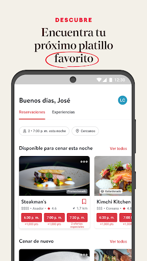 Captura de pantalla de OpenTable