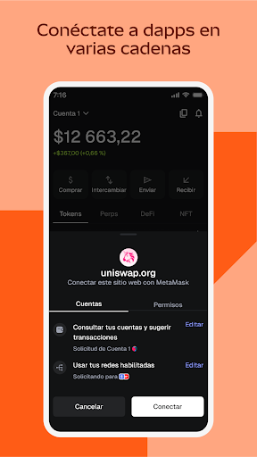 Captura de pantalla de MetaMask - Billetera de cripto