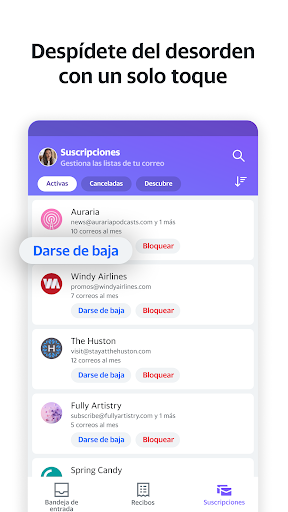 Captura de pantalla de Yahoo Mail – Organízate