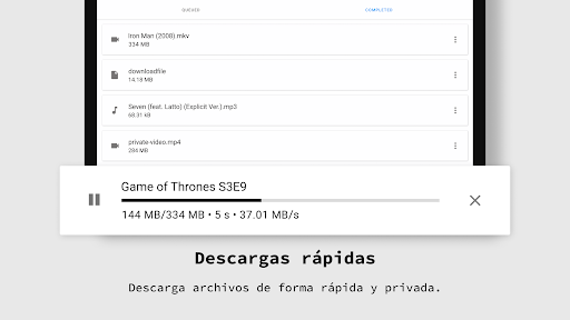 Captura de pantalla de aplicación navegador privado