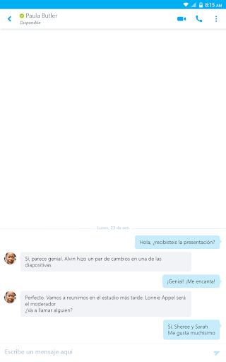 Captura de pantalla de Skype for Business for Android