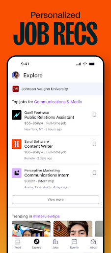 Captura de pantalla de Handshake Jobs & New Careers