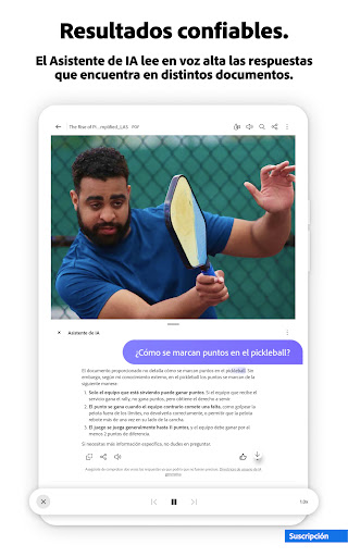 Captura de pantalla de Adobe Acrobat Reader para PDF