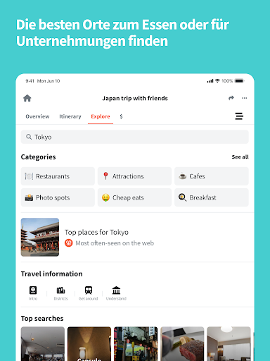 Wanderlog reisen routenplaner Screenshot