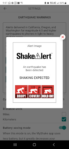 Captura de pantalla de MyShake Alertas de Terremotos