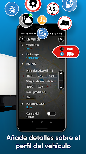 Captura de pantalla de TomTom GO Expert para camiones