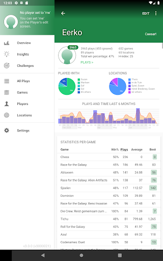 Captura de pantalla de Board Game Stats