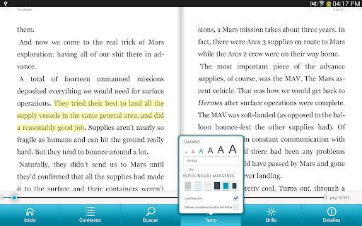 Captura de pantalla de NOOK