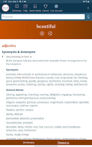 Captura de pantalla de Dictionary - Merriam-Webster